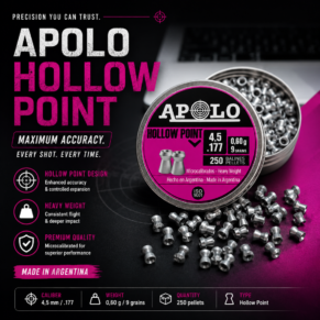 APOLO Hollow Point Airgun Pellets 4.5mm .177 250 Pellets Premium Accuracy