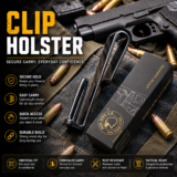 Universal metal gun clip holster for pistols and revolvers with concealed carry tactical design