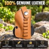 Tan Brown .32 Bore Pistol Cover with Snap Button Closure and Contrast Stitching