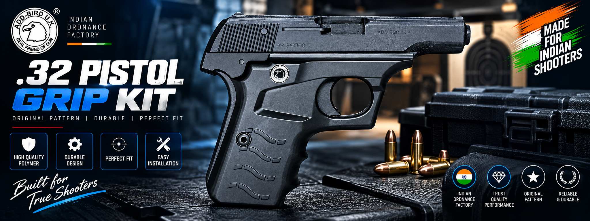 .32 pistol grip kit with premium textured polymer replacement grip – Holster.in